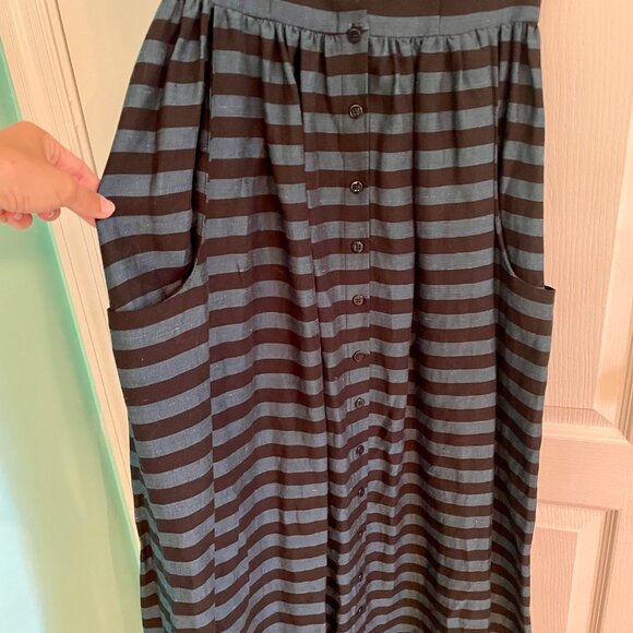 Mara Hoffman Annie button-down midi dress in indigo and black - Picture 6 of 7